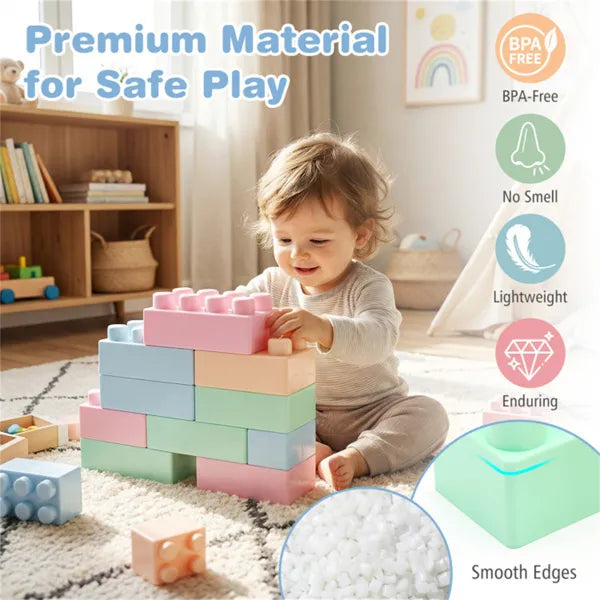 64 PCS Building Blocks Set For Toddlers 18+ Months, BPA-Free PP Educational Construction Toys