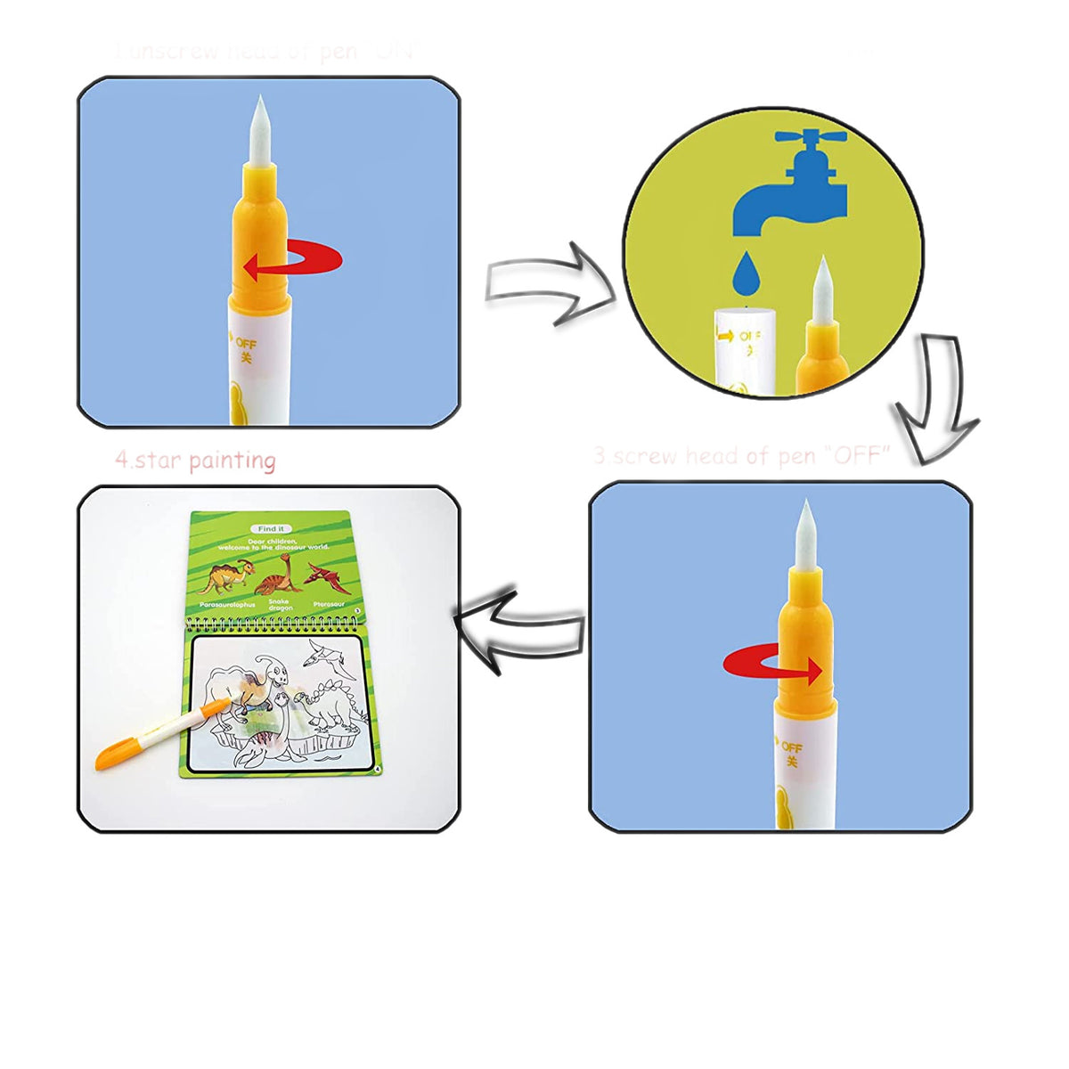 Childrens Reusable Water Coloring Book