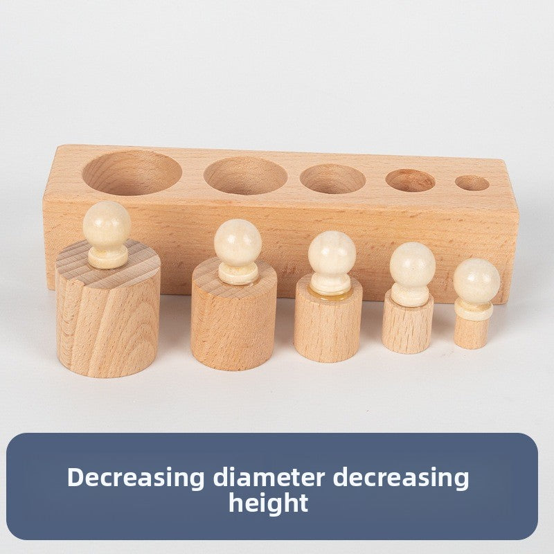 Montessori Sensorial Cylinder Blocks for Kids Wooden Diameter Height Decrease
