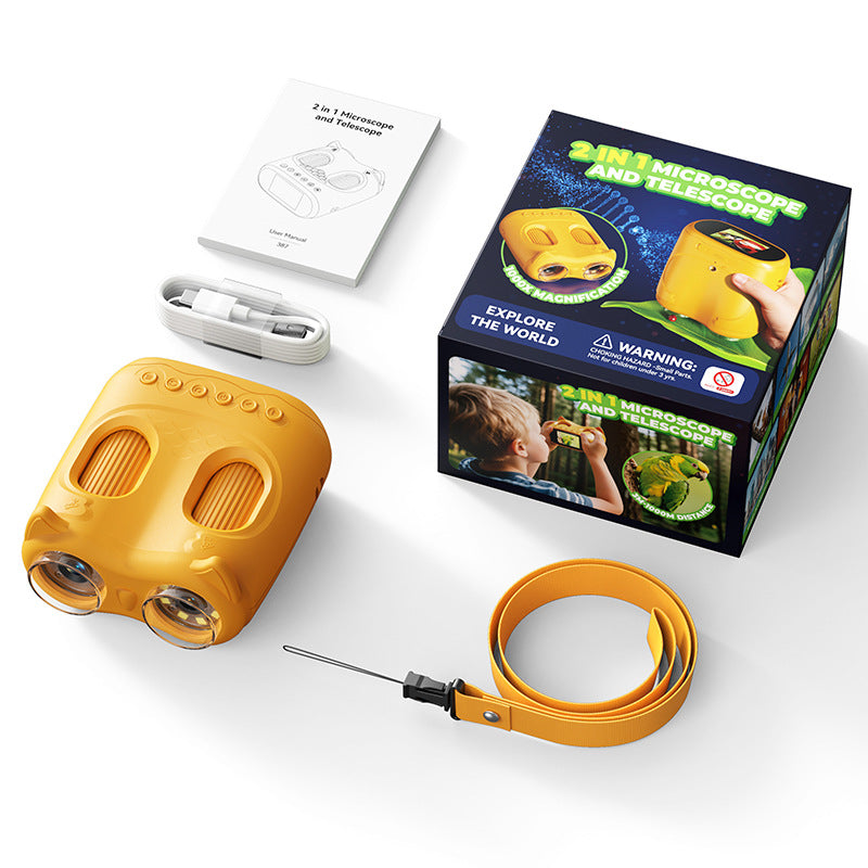 Kids Telescope Microscope Camera Toy Yellow Owl