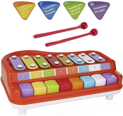 Baby Piano Xylophone Toy for Kids Toddlers-Piano Toy Musical Instrument with 8 Multicolored Key Scales in Crisp and Clear Tones