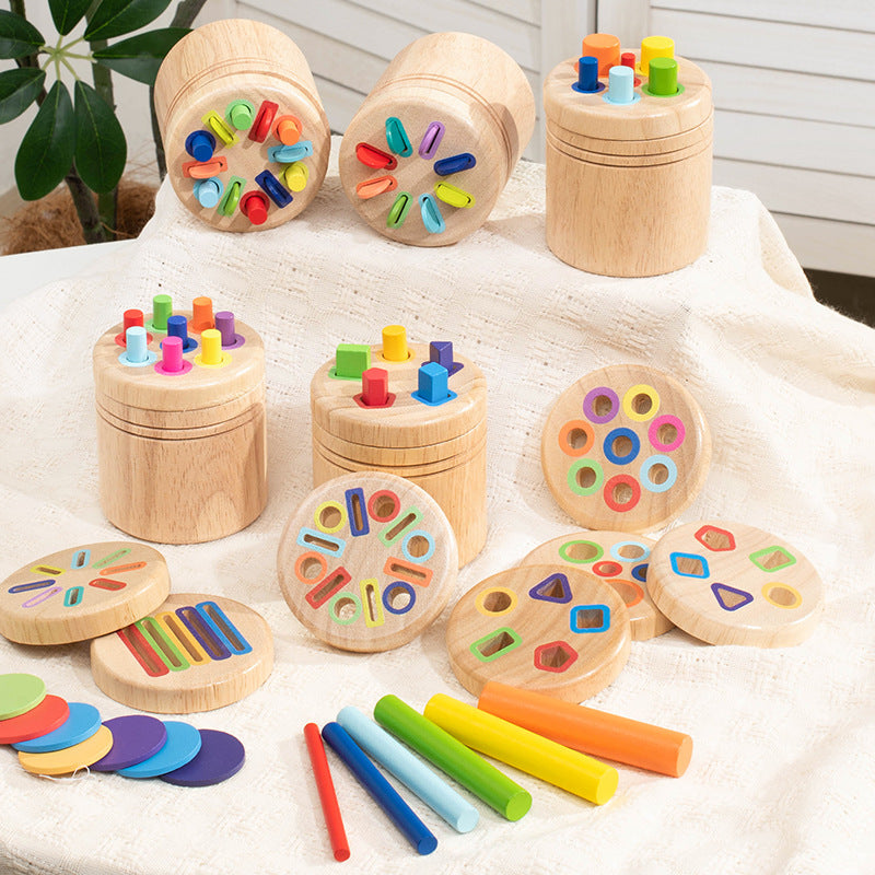 Wooden Shape Sorting Cup Toy