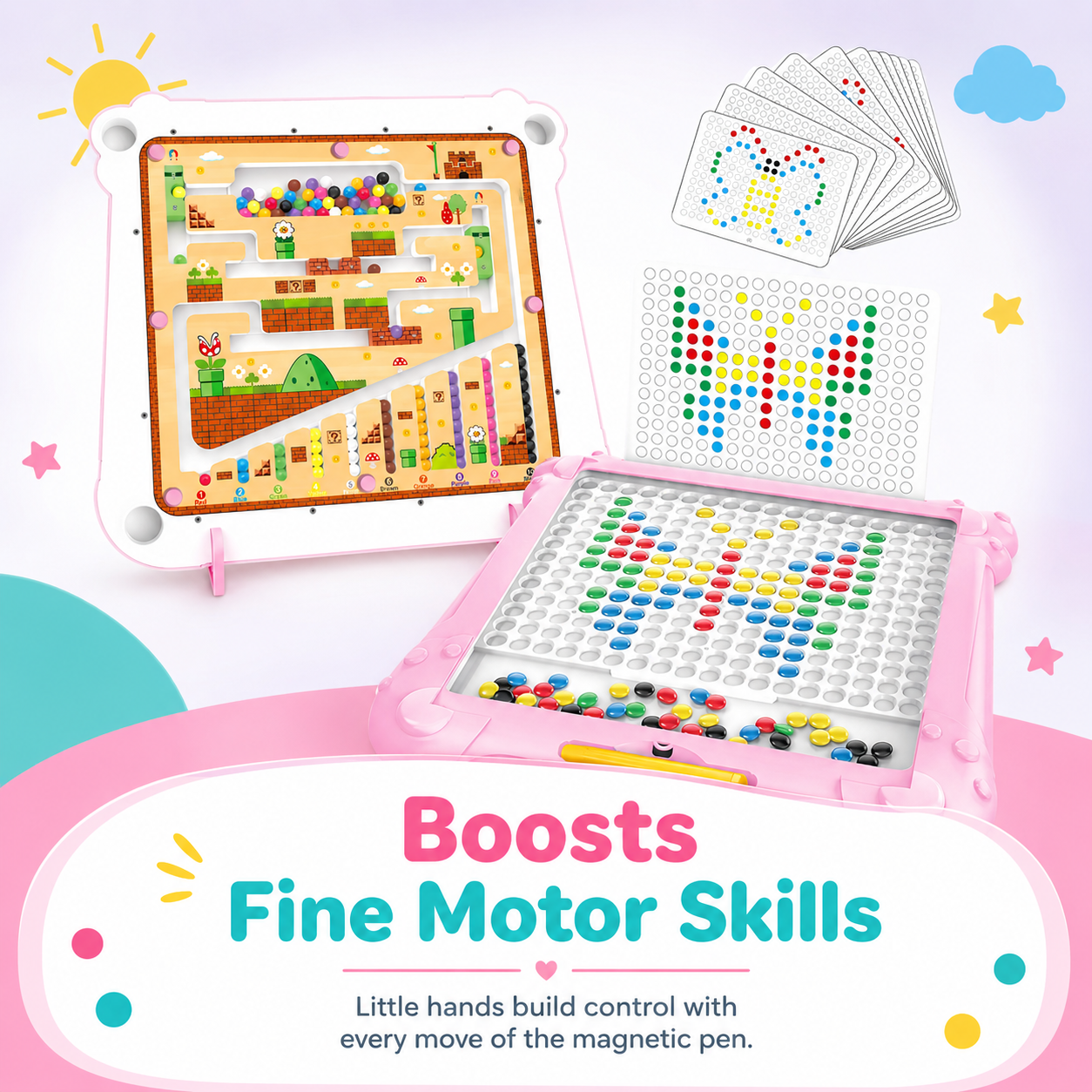 Magnetic Maze Board for Ages 3–6 — Math & Color Learning | 2-in-1