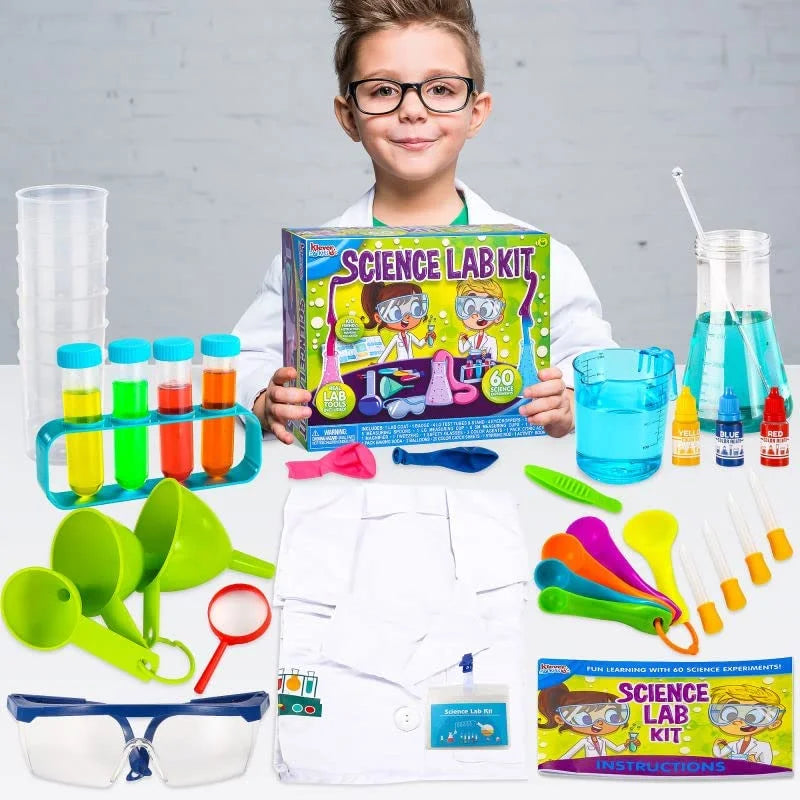 60 Science Kits for Kids Age 8-12 5-7, Education Volcano Science Kit with Lab Coat, Stem Toy Birthday Gift for Boys Girls