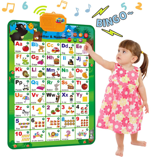 Electronic Interactive Alphabet Wall Chart: Talking ABC & 123 Educational Montessori Toys for Kids Preschool Learning Toys for Boys & Girls