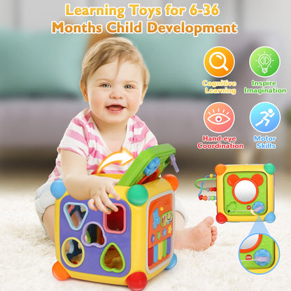 Baby Activity Cube Learning Toys for 6-36 Months,Educational Montessori Toddler Toys Birthday Party Gifts for Boys Girls(Muti-Color)