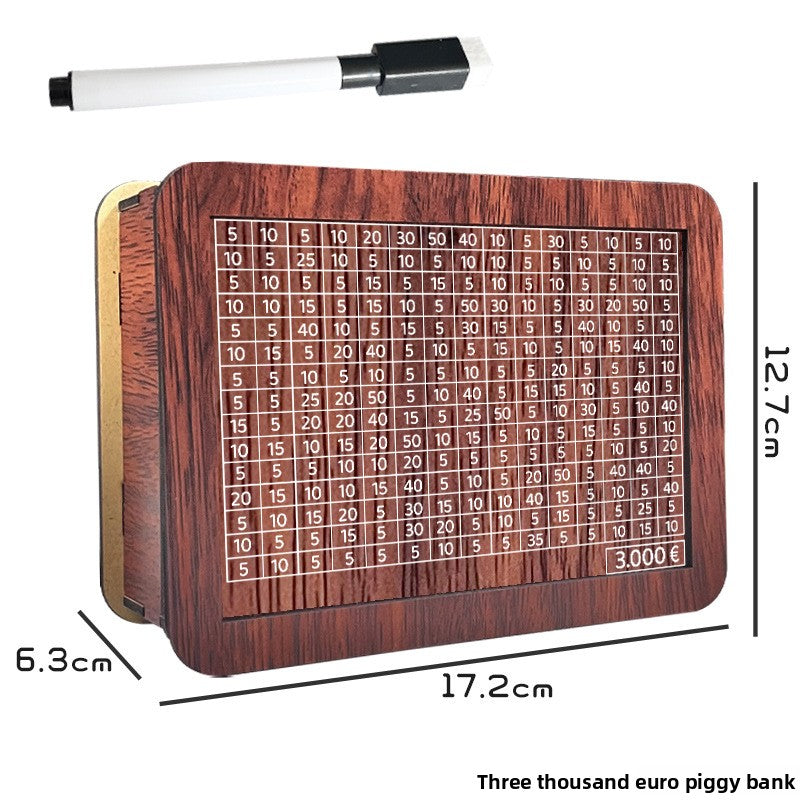 Wooden Savings Box with Money Counter Printed 3k EUR