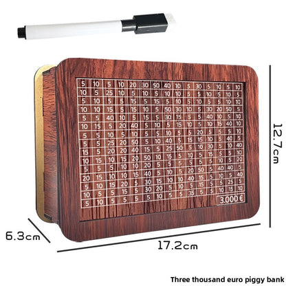 Wooden Savings Box with Money Counter Printed 3k EUR