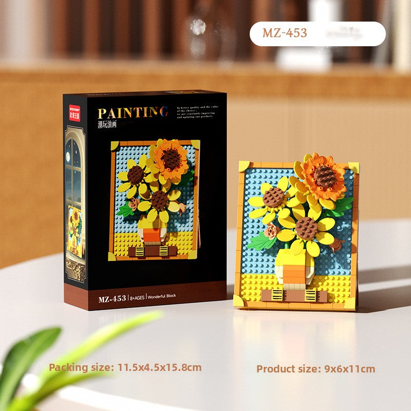 Mini City Street Building Blocks Set Famous painting-sunflower 260 capsules