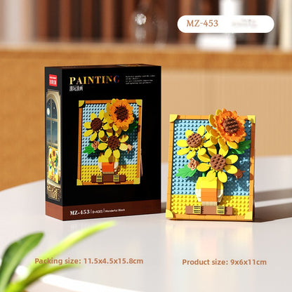 Mini City Street Building Blocks Set Famous painting-sunflower 260 capsules