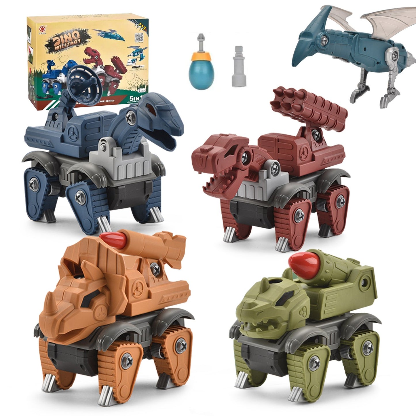 5 Pack Take Apart Dinosaur Toys, STEM Construction Building Kids Toys, Children's Day Gifts, Age 3