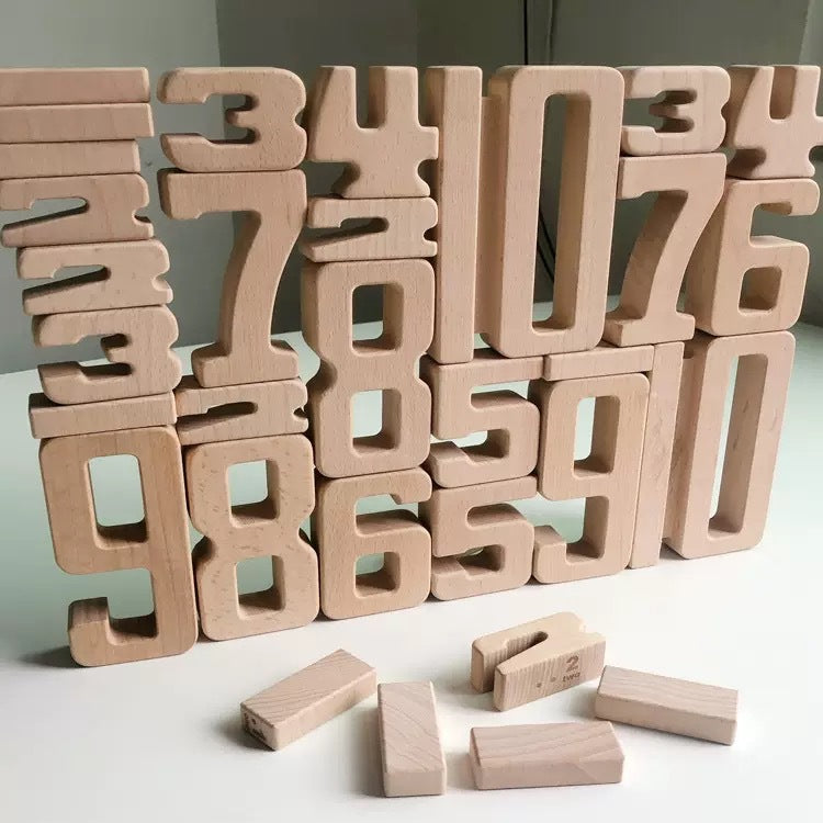 Wooden Matching Blocks Set Beech Number Blocks 32pcs