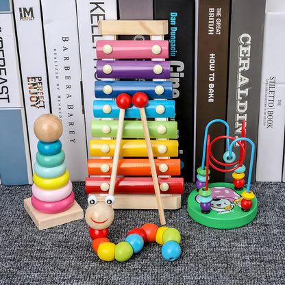Melody & Time: Wooden Xylophone Clock Toy Set for Early Education! 🎶⏰
