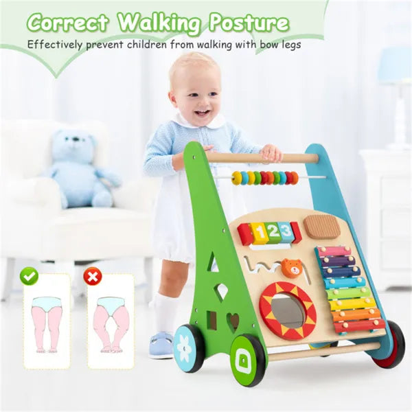 7-in-1 Wooden Baby Activity Walker for Toddlers