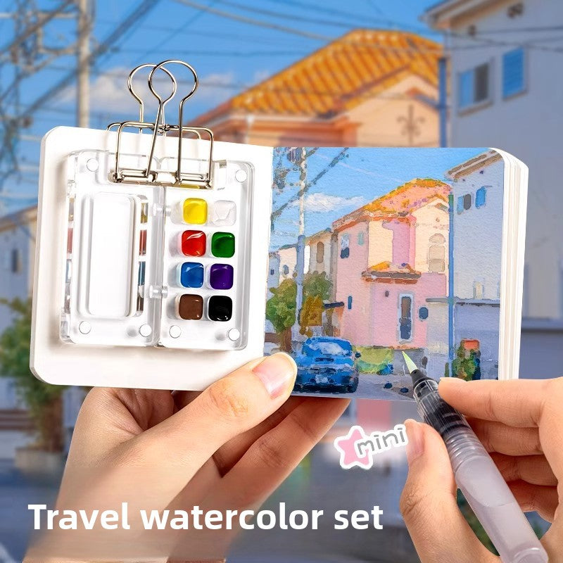Mini Watercolor Paint Box with Sketchbook