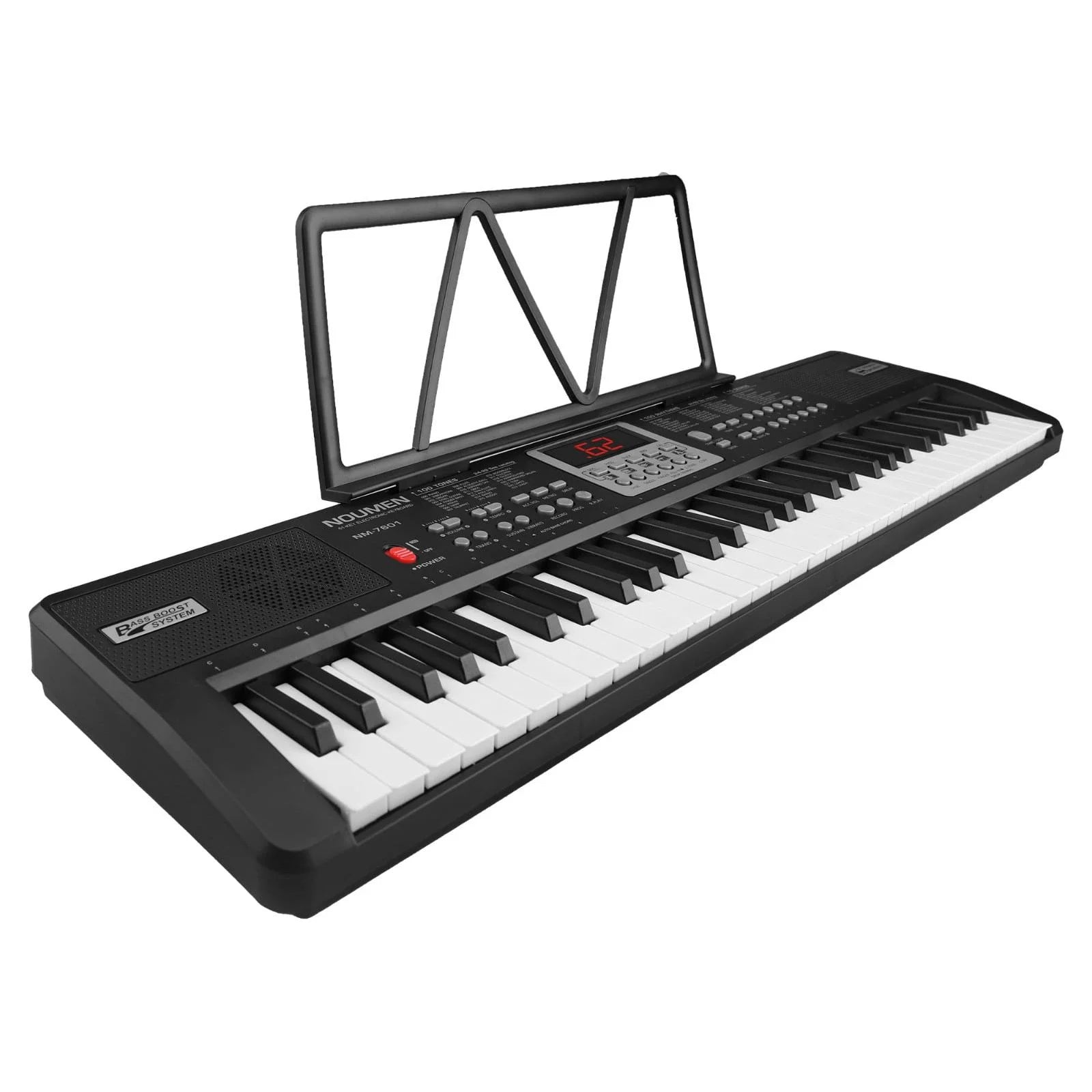 Piano Keyboard for Kids 61 Key Electric Organ with Music Stand and Microphone, Black