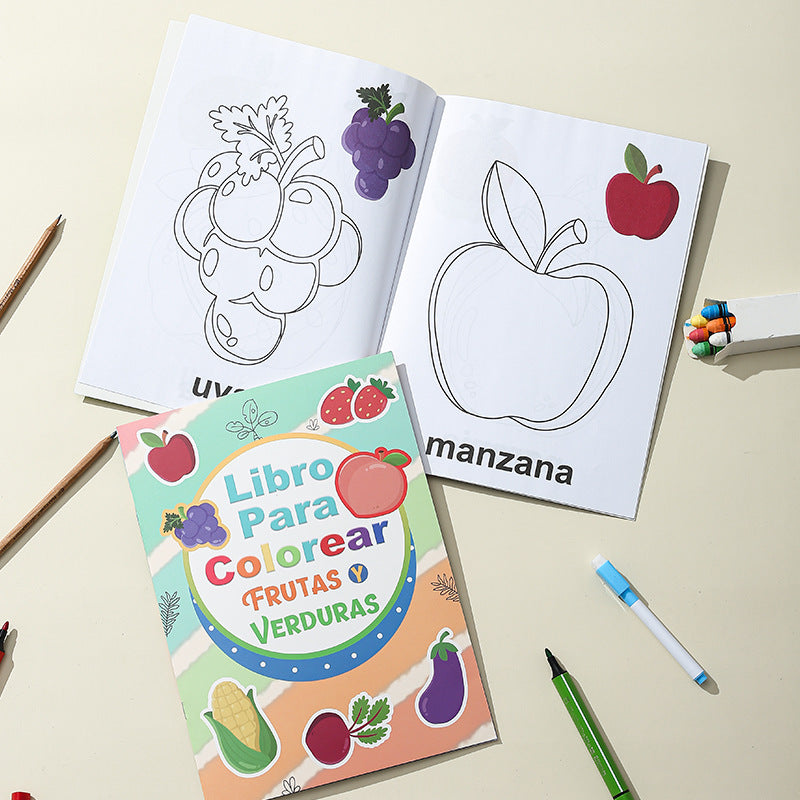 A4 Spanish Early Childhood Educational Cognitive Coloring Book Simple Drawing Doodle Book 16 Pages