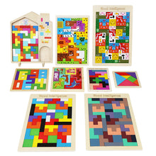 Wooden Tetris Puzzle for Kids – Geometric Brain Teaser Board