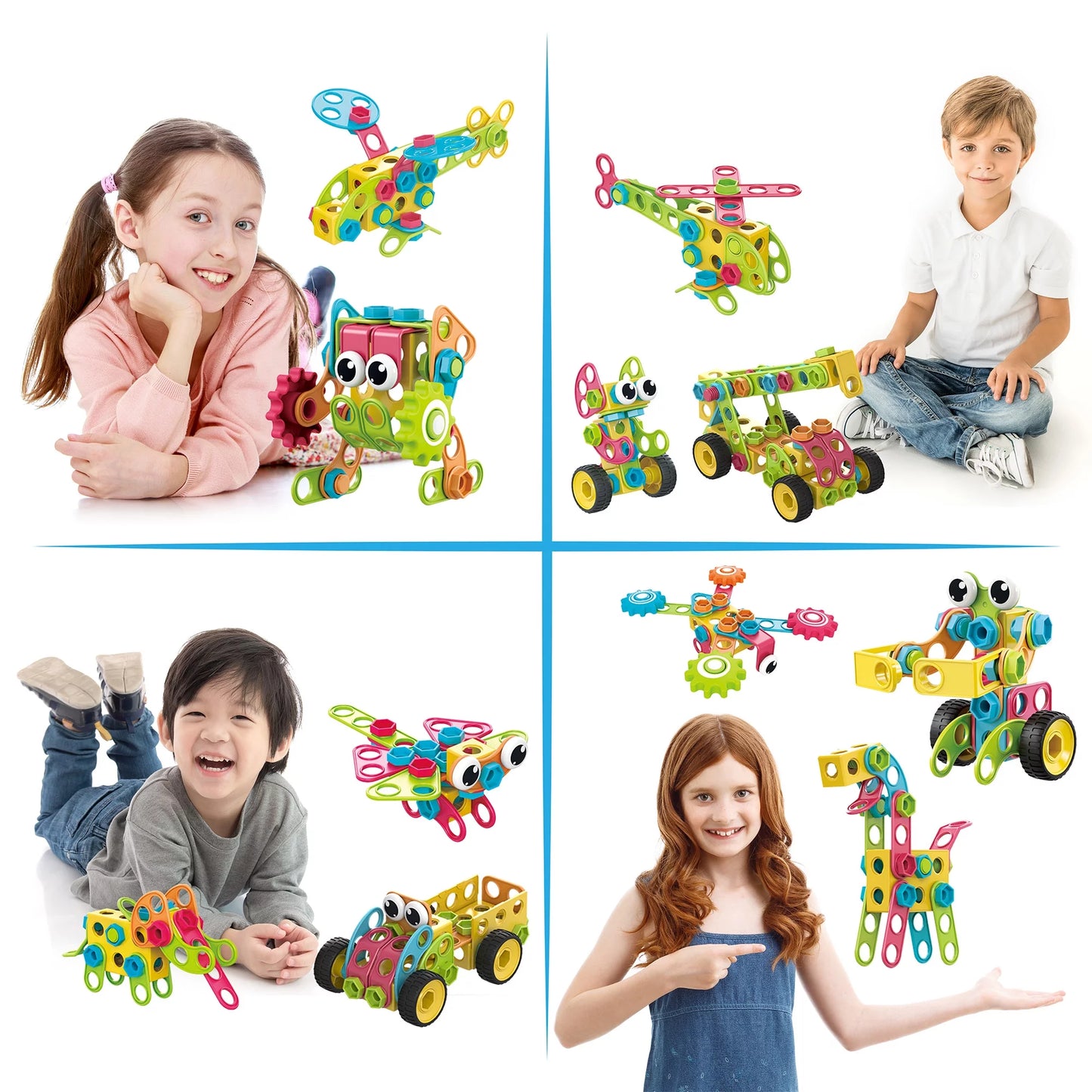 250 PC Construction Building Engineering Set, STEM Toy, Learning Toy for Kids Ages 3+