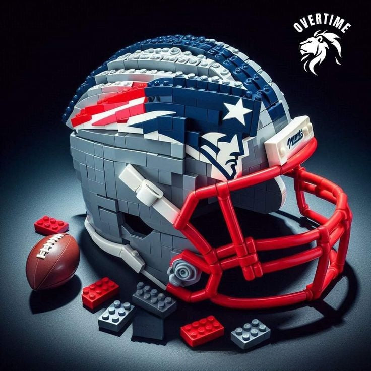 Football Helmet Building Blocks Display Set New England Patriots