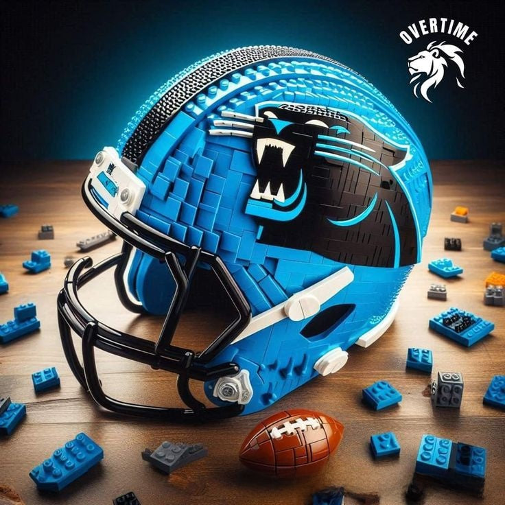 Football Helmet Building Blocks Display Set Carolina Panthers