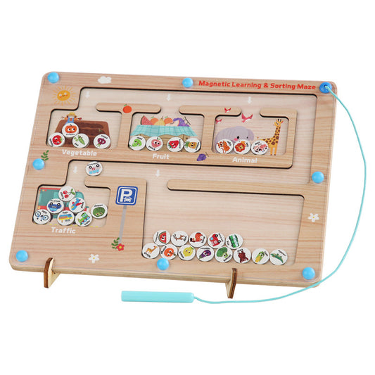Wooden Magnetic Maze & Learning Boards for Kids Magnetic Sorting Board