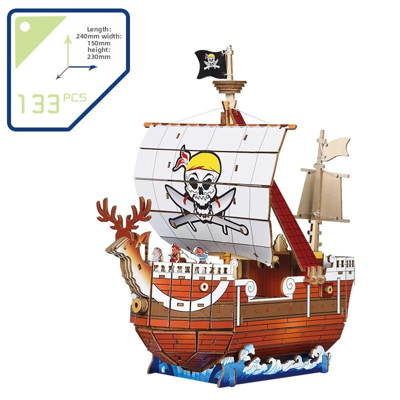 Wooden Ship 3D Puzzle Kit for Kids