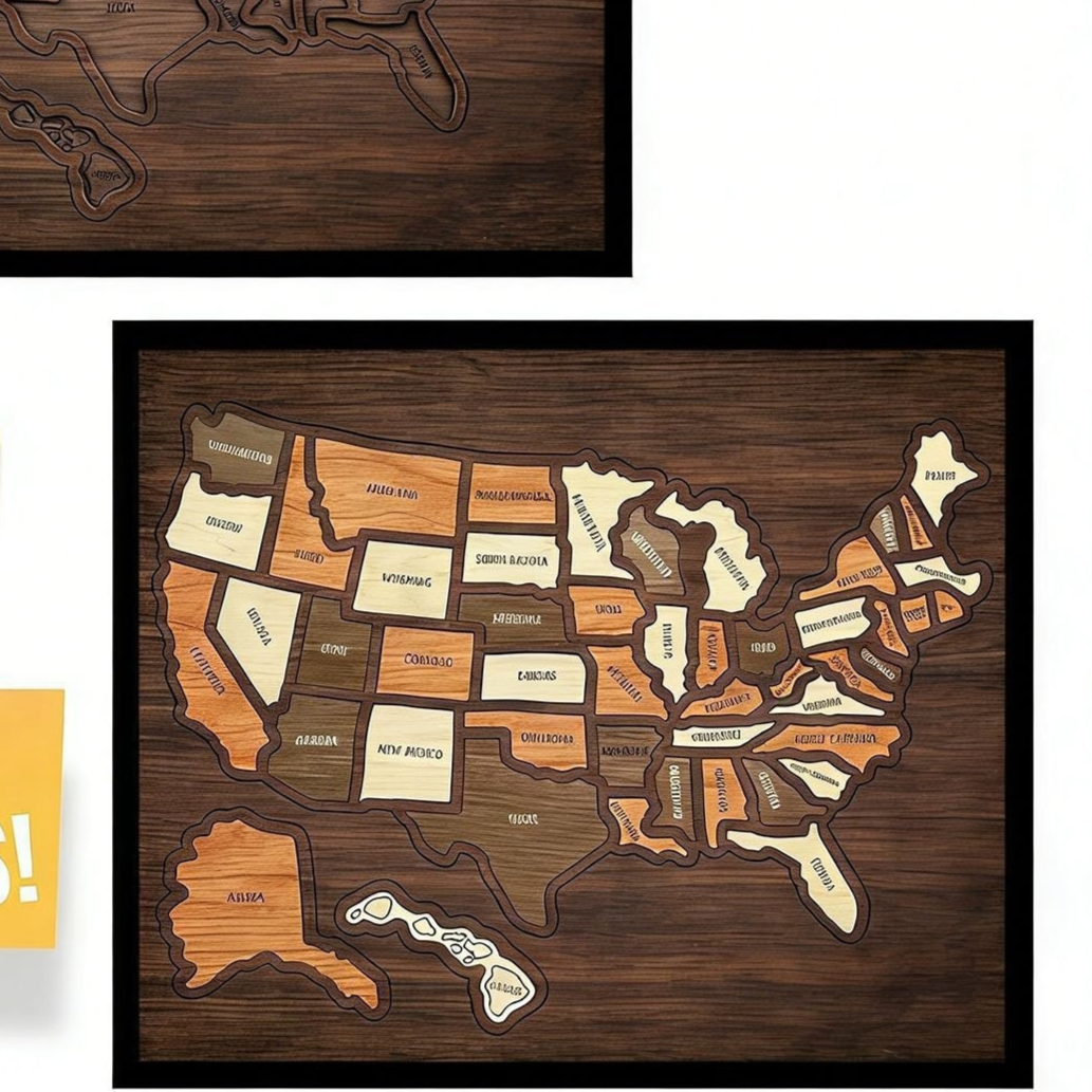 Wooden USA Map Puzzle for Kids