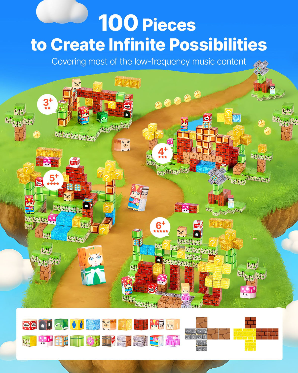 100-Piece Magnetic Building Blocks for Kids
