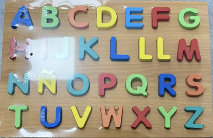 Wooden Alphabet Number Shape Puzzle Board Spanish