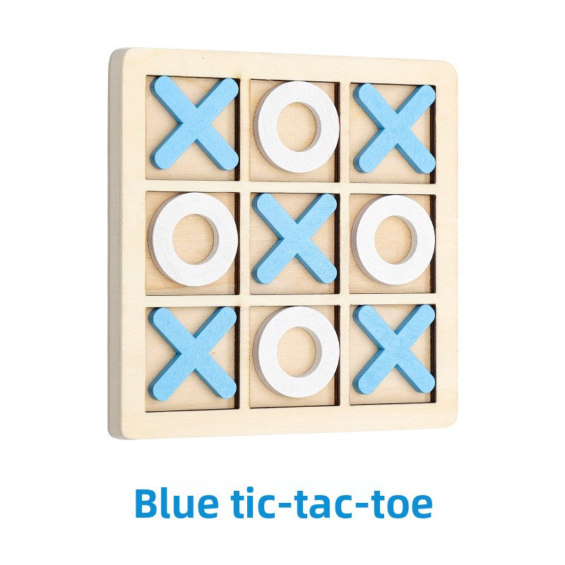 Wooden Board Game Set for Kids Blue White Tic-Tac-Toe
