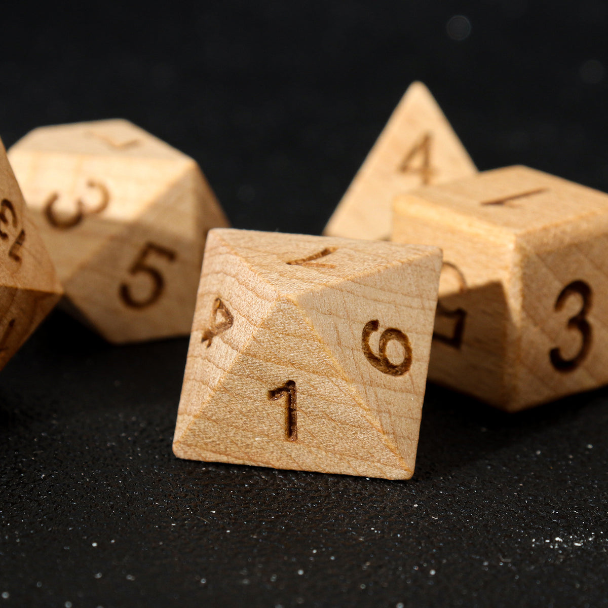 Wooden Polyhedral Dice Set for Math Games