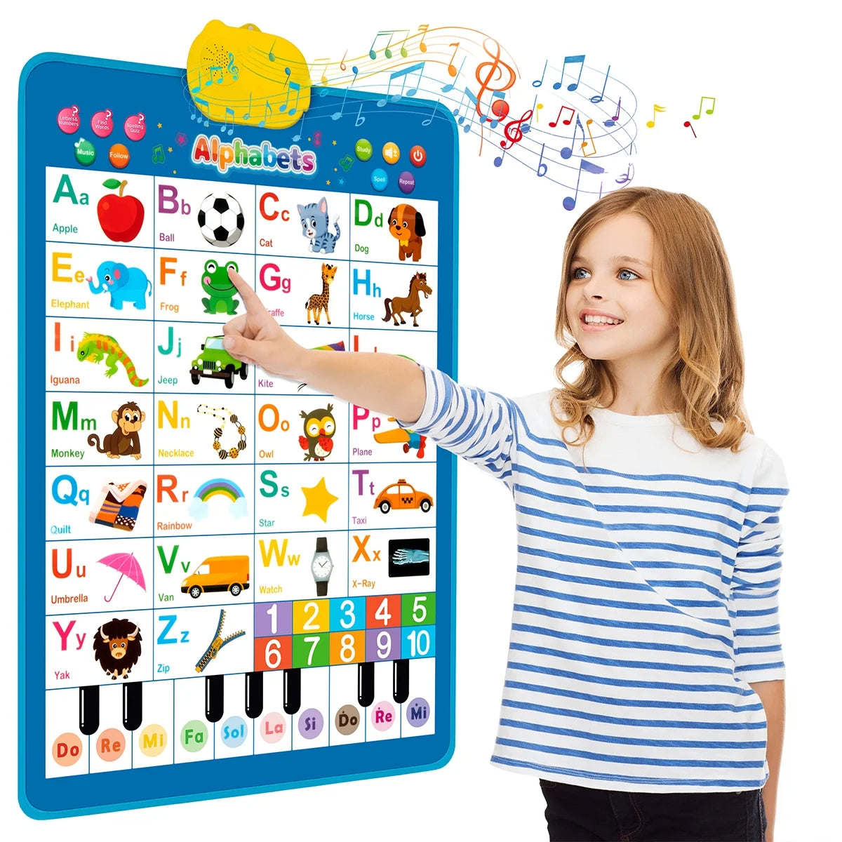Electronic Alphabet Wall Chart, Toddler Learning Toys, Educational Toys ABC&123 Preschool Poster, Alphabet Baby Learning Toys, Toys for Ages 2-6, Blue