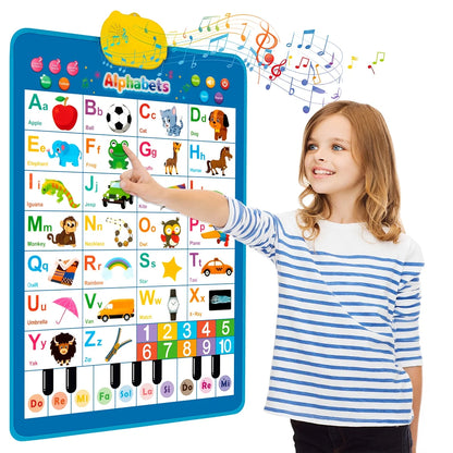 Electronic Alphabet Wall Chart, Toddler Learning Toys, Educational Toys ABC&123 Preschool Poster, Alphabet Baby Learning Toys, Toys for Ages 2-6, Blue