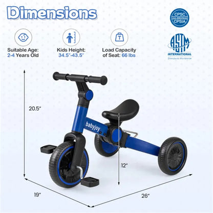 5-In-1 Foldable Toddler Tricycle That Grows With Your Child