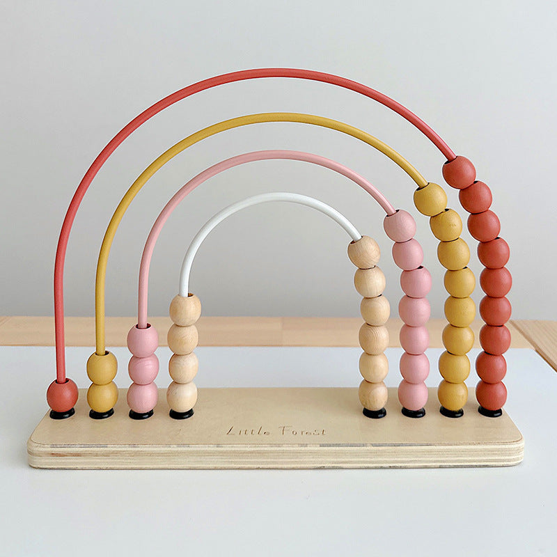 Wooden Rainbow Counting Rack – Pink or Blue