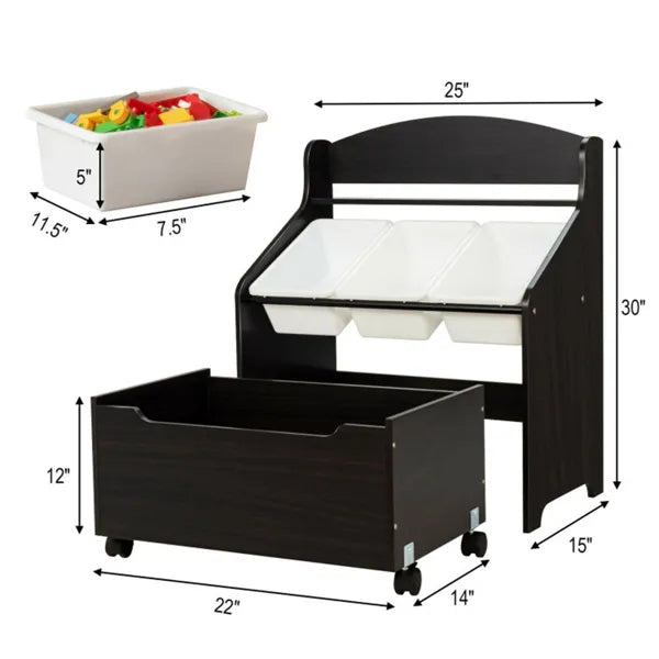 Kids Toy Storage Cabinet and Toy Box Combo