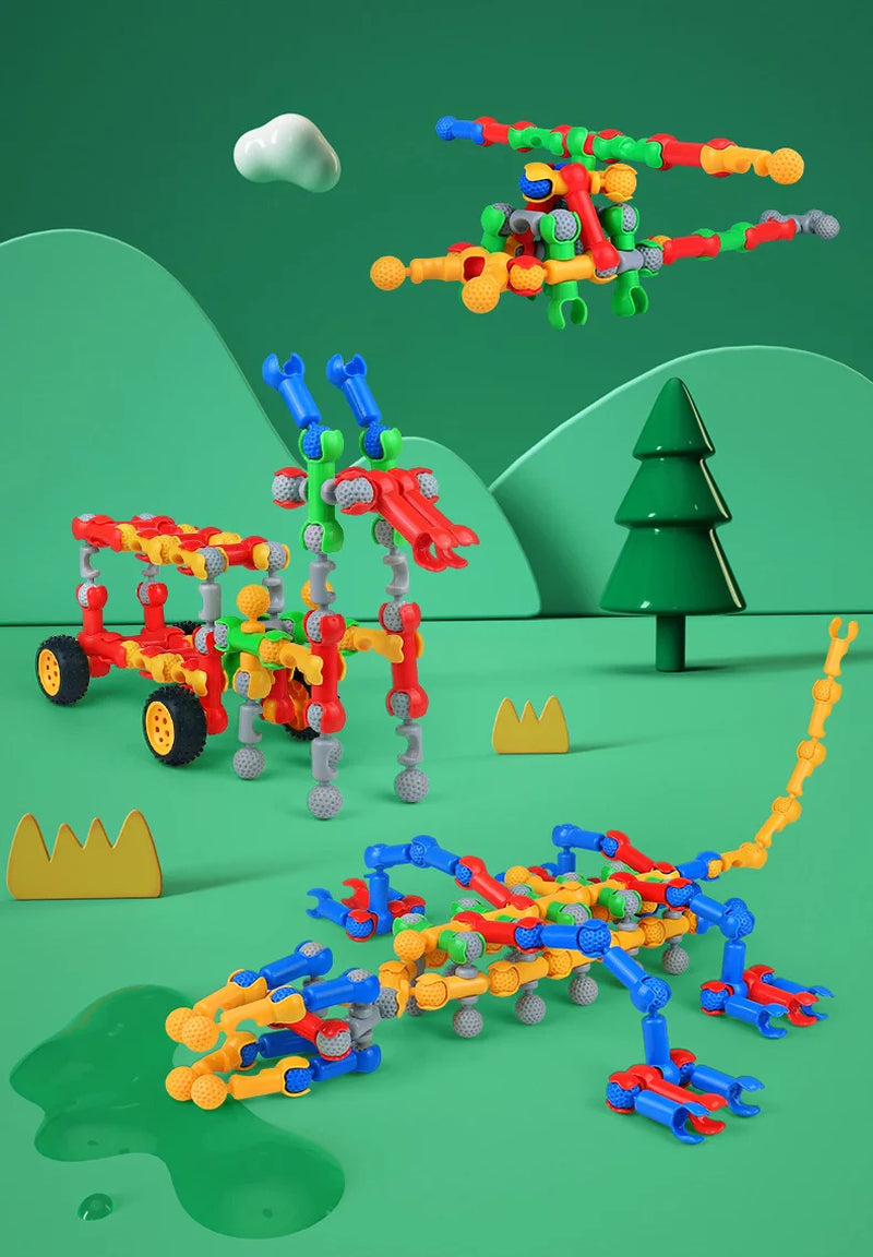 Kids Building STEM Toys, 125 Pcs Building Blocks Kit Educational Construction Engineering Learning Set for Ages 3 4 5 6 7 8 9 10 Year Old Boys Girls, Gift for Kid Creative Games Fun Stem Activity