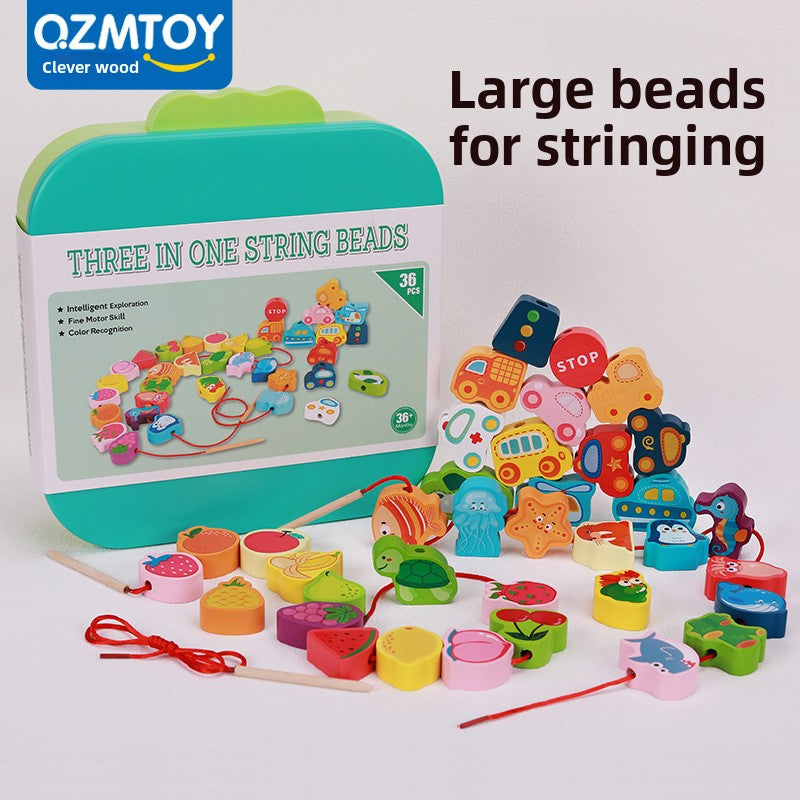 Wooden Threading Beads – Animal & Fruit Lacing Set