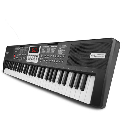 Piano Keyboard for Kids 61 Key Electric Organ with Music Stand and Microphone, Black