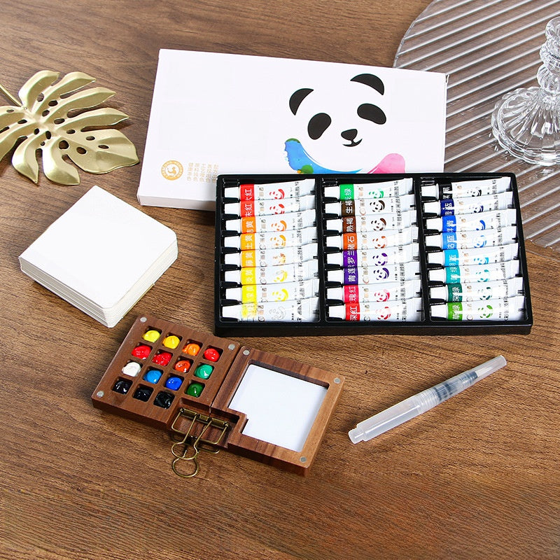 Mini Watercolor Paint Box with Sketchbook and Brush