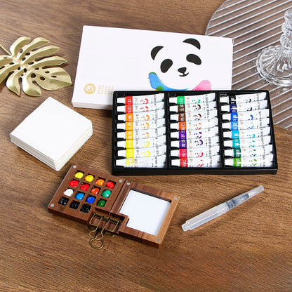 Mini Watercolor Paint Box with Sketchbook and Brush