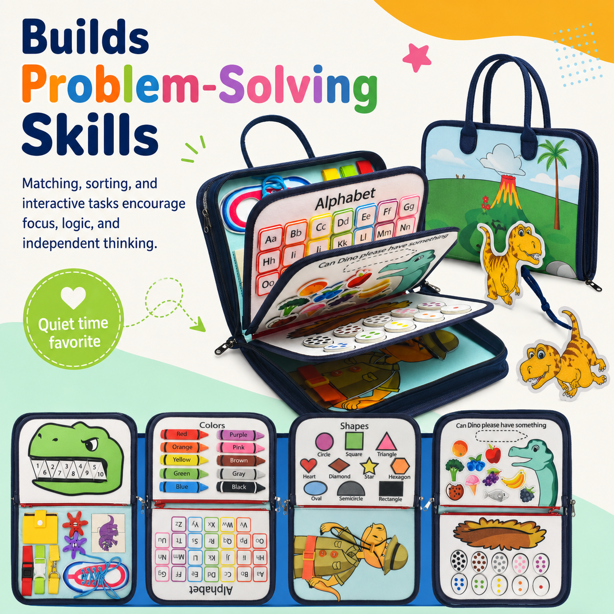 Dinosaur Busy Book for Toddlers 2–4 — Fine Motor Skills | 12 Activities