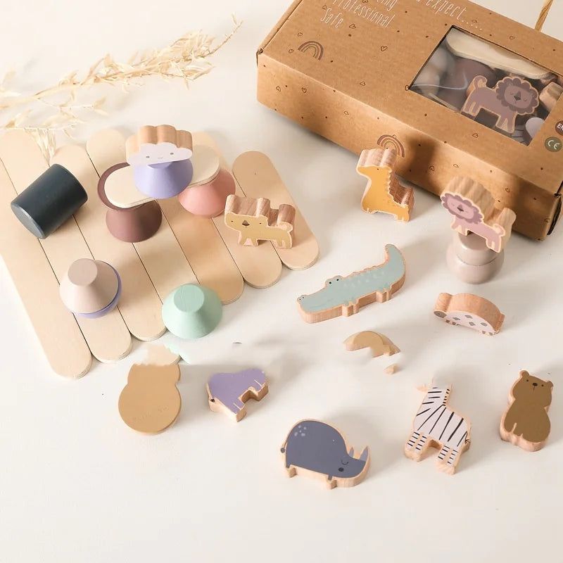 Stack & Soar: Montessori Wooden Animal Stacking Balance Toy! 🦒🐘