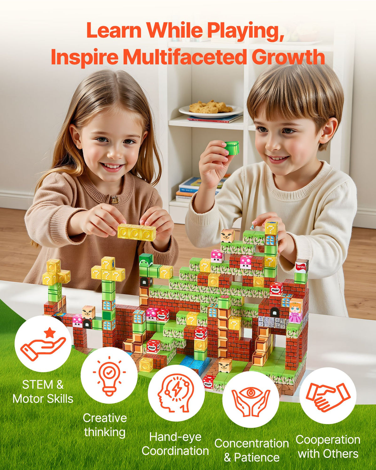 100-Piece Magnetic Building Blocks for Kids