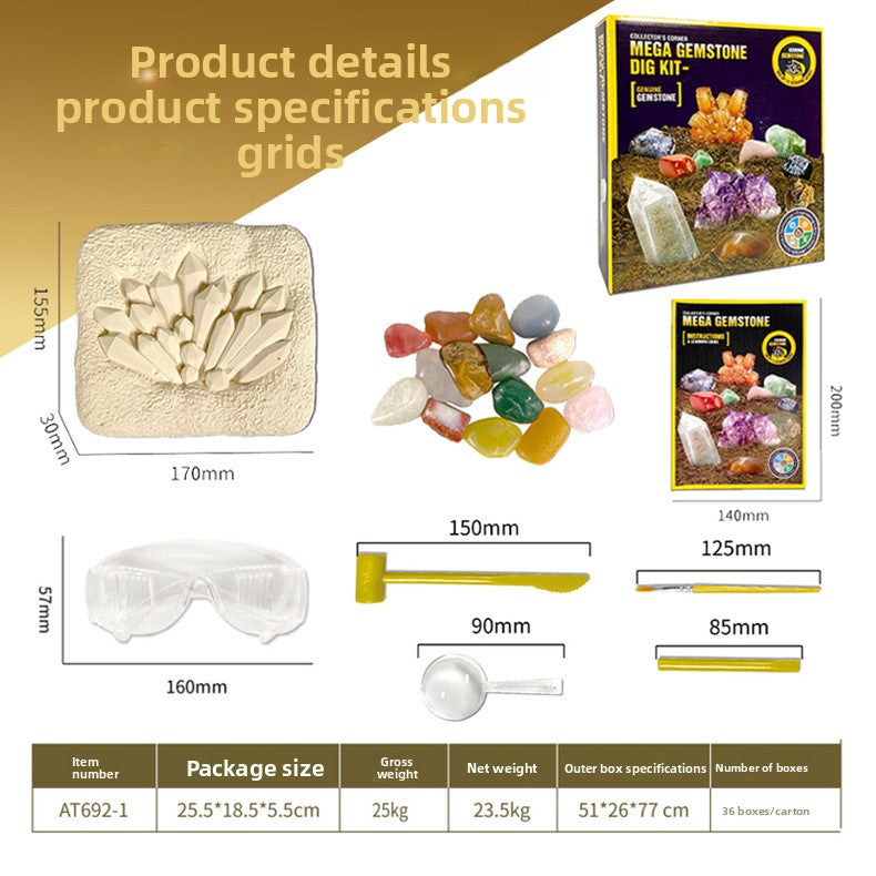 Archaeology Dig Kit for Kids – Gems, Crystals and Fossils