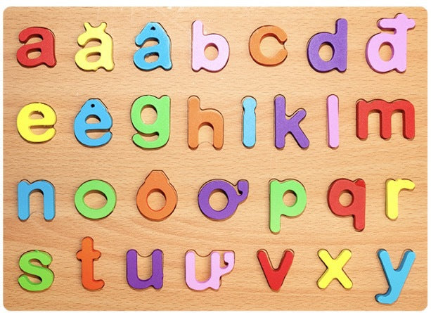 Wooden Alphabet Number Shape Puzzle Board Vietnamese lowercase