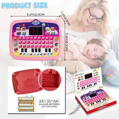 Toddler Montessori Learning Toys Boys Girls Touch Tablet Kids Electronic Interactive Toy with ABC Spelling Music Function