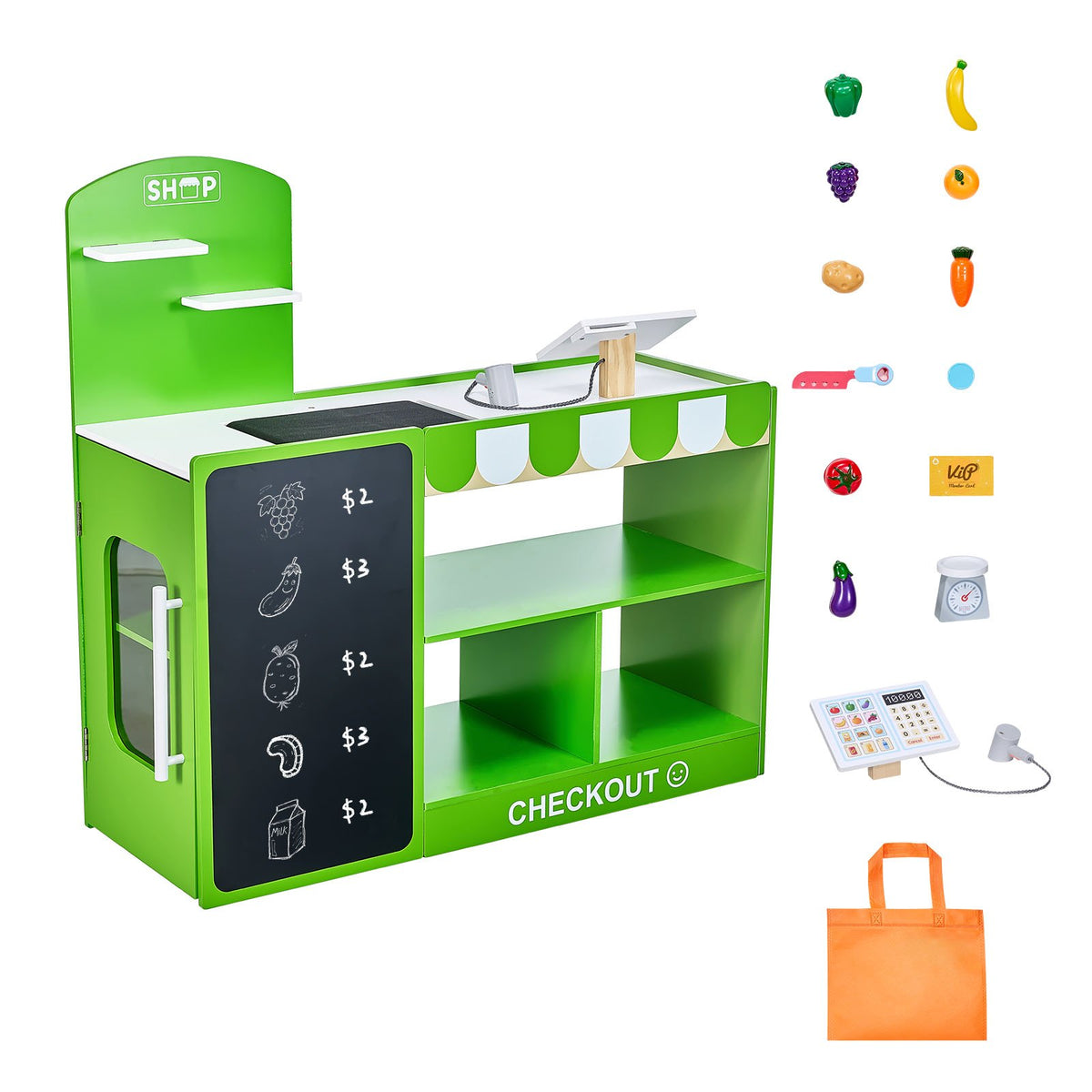 Kids Wooden Grocery Store Playset