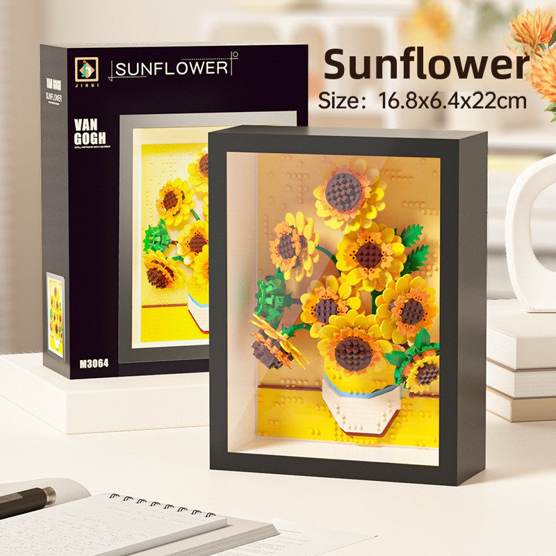 Mini City Street Building Blocks Set Sunflower-picture frame 1118 particles